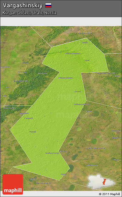Physical 3D Map of Vargashinskiy, satellite outside