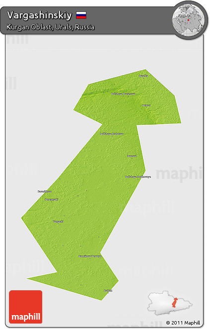 Physical 3D Map of Vargashinskiy, single color outside