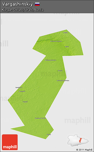 Physical 3D Map of Vargashinskiy, single color outside