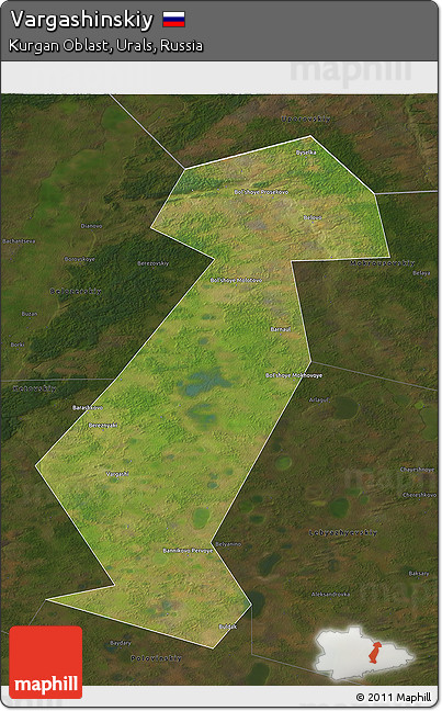 Satellite 3D Map of Vargashinskiy, darken