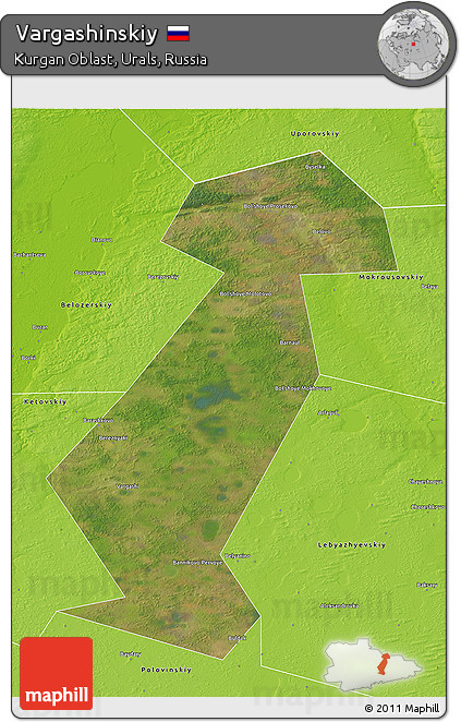 Satellite 3D Map of Vargashinskiy, physical outside
