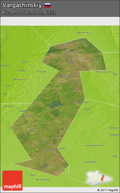 Satellite 3D Map of Vargashinskiy, physical outside