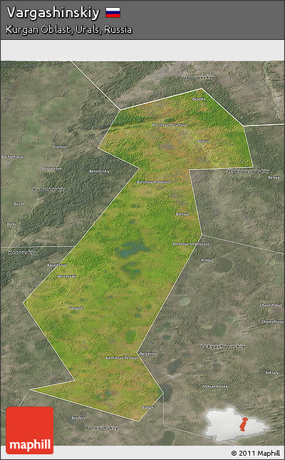 Satellite 3D Map of Vargashinskiy, semi-desaturated
