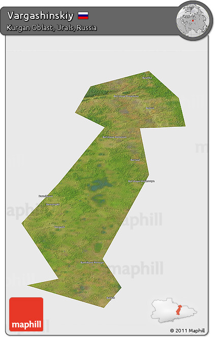 Satellite 3D Map of Vargashinskiy, single color outside