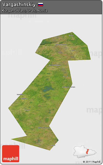 Satellite 3D Map of Vargashinskiy, single color outside