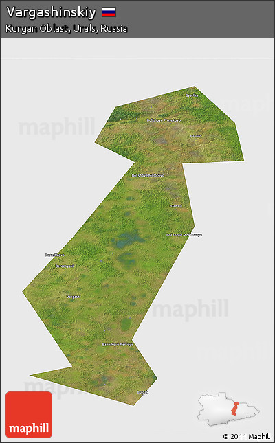 Satellite 3D Map of Vargashinskiy, single color outside