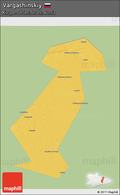 Savanna Style 3D Map of Vargashinskiy, single color outside