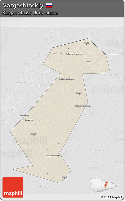 Shaded Relief 3D Map of Vargashinskiy, lighten, desaturated