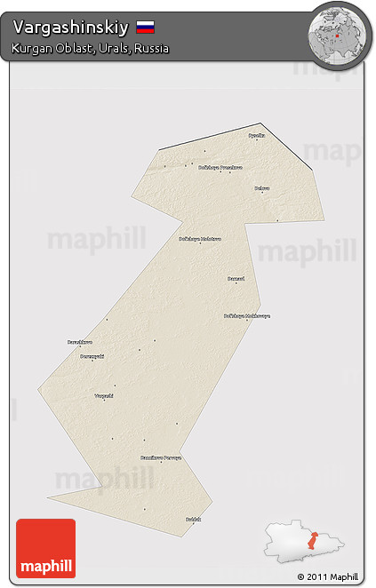 Shaded Relief 3D Map of Vargashinskiy, single color outside