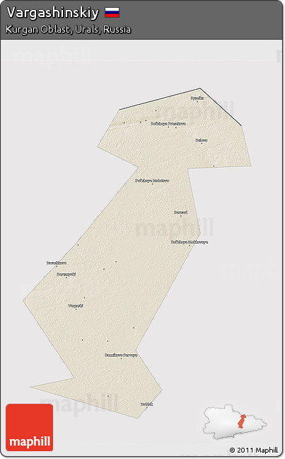 Shaded Relief 3D Map of Vargashinskiy, single color outside