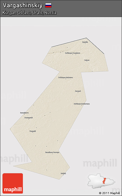 Shaded Relief 3D Map of Vargashinskiy, single color outside