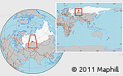 Gray Location Map of Vargashinskiy, highlighted country, highlighted parent region, within the entire country