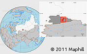 Gray Location Map of Vargashinskiy, highlighted country, highlighted parent region