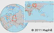 Gray Location Map of Vargashinskiy, highlighted parent region, within the entire country