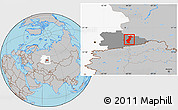 Gray Location Map of Vargashinskiy, highlighted parent region, highlighted grandparent region