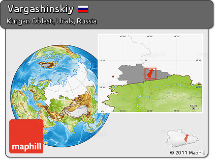 Physical Location Map of Vargashinskiy, highlighted country, highlighted parent region