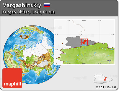 Physical Location Map of Vargashinskiy, highlighted country, highlighted parent region