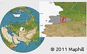 Satellite Location Map of Vargashinskiy, highlighted parent region, highlighted grandparent region