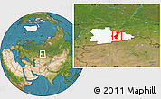 Satellite Location Map of Vargashinskiy, highlighted parent region