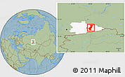Savanna Style Location Map of Vargashinskiy, highlighted parent region, hill shading