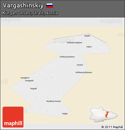 Classic Style Panoramic Map of Vargashinskiy, single color outside