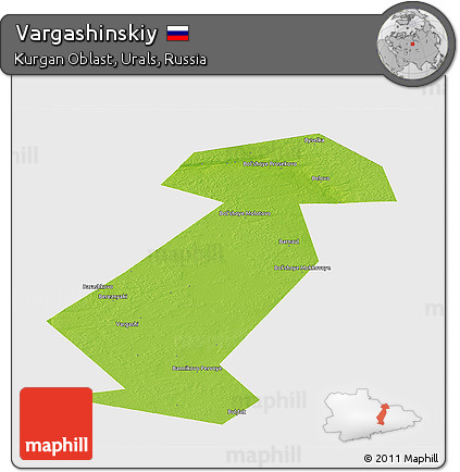 Physical Panoramic Map of Vargashinskiy, single color outside
