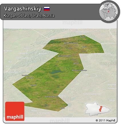 Satellite Panoramic Map of Vargashinskiy, lighten