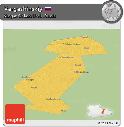 Savanna Style Panoramic Map of Vargashinskiy, single color outside