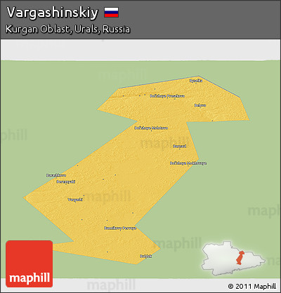 Savanna Style Panoramic Map of Vargashinskiy, single color outside
