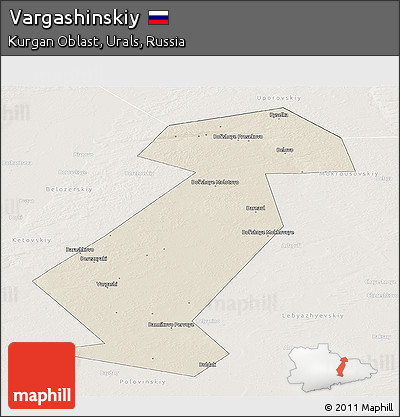 Shaded Relief Panoramic Map of Vargashinskiy, lighten