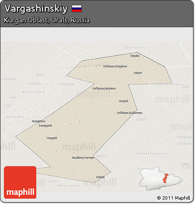 Shaded Relief Panoramic Map of Vargashinskiy, lighten