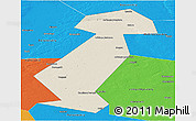 Shaded Relief Panoramic Map of Vargashinskiy, political outside
