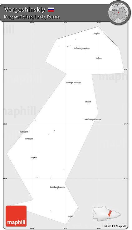 Silver Style Simple Map of Vargashinskiy, single color outside
