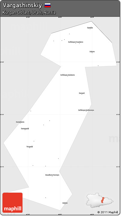 Silver Style Simple Map of Vargashinskiy, single color outside