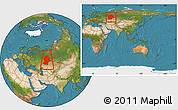 Satellite Location Map of Urals, within the entire country