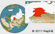 Satellite Location Map of Urals, highlighted country