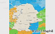 Shaded Relief Map of Urals, political outside
