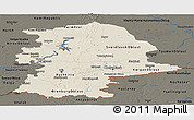 Shaded Relief Panoramic Map of Urals, darken