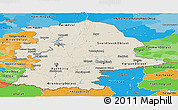 Shaded Relief Panoramic Map of Urals, political outside