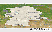 Shaded Relief Panoramic Map of Urals, satellite outside