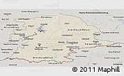Shaded Relief Panoramic Map of Urals, semi-desaturated