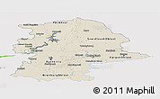 Shaded Relief Panoramic Map of Urals, single color outside