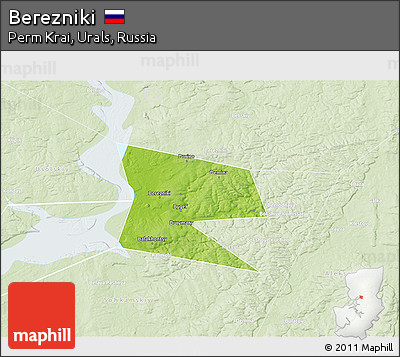 Physical 3D Map of Berezniki, lighten