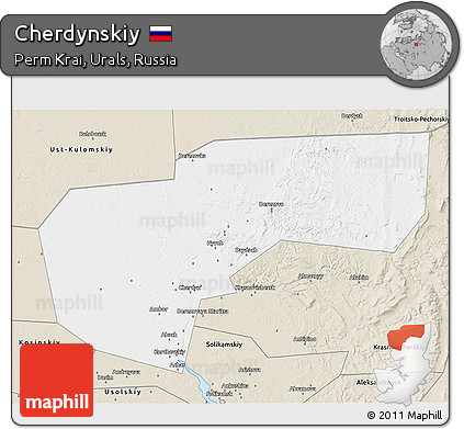 Classic Style 3D Map of Cherdynskiy