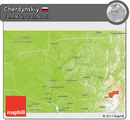 Physical 3D Map of Cherdynskiy