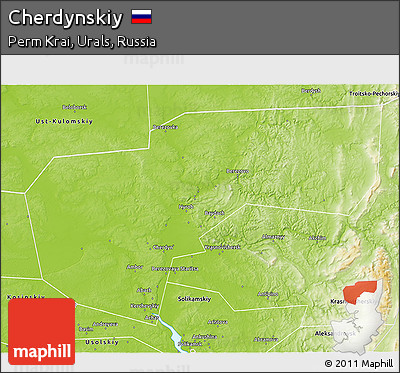 Physical 3D Map of Cherdynskiy