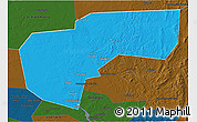 Political 3D Map of Cherdynskiy, darken