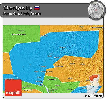 Political 3D Map of Cherdynskiy