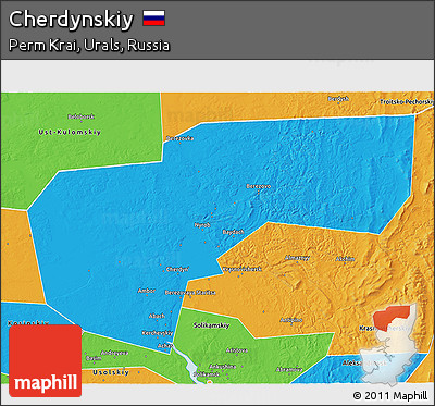 Political 3D Map of Cherdynskiy