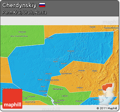 Political 3D Map of Cherdynskiy